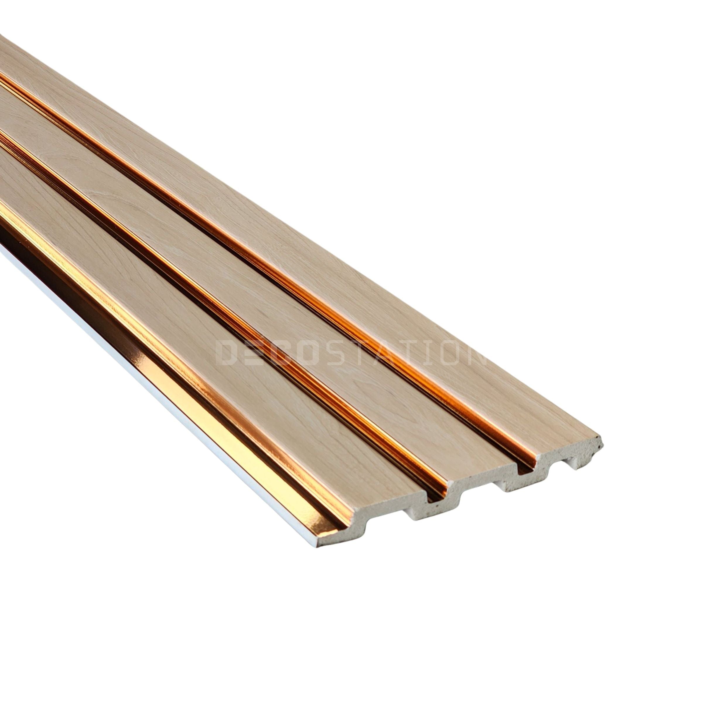Lux Rose-Gold-Accent WPC Fluted Panel