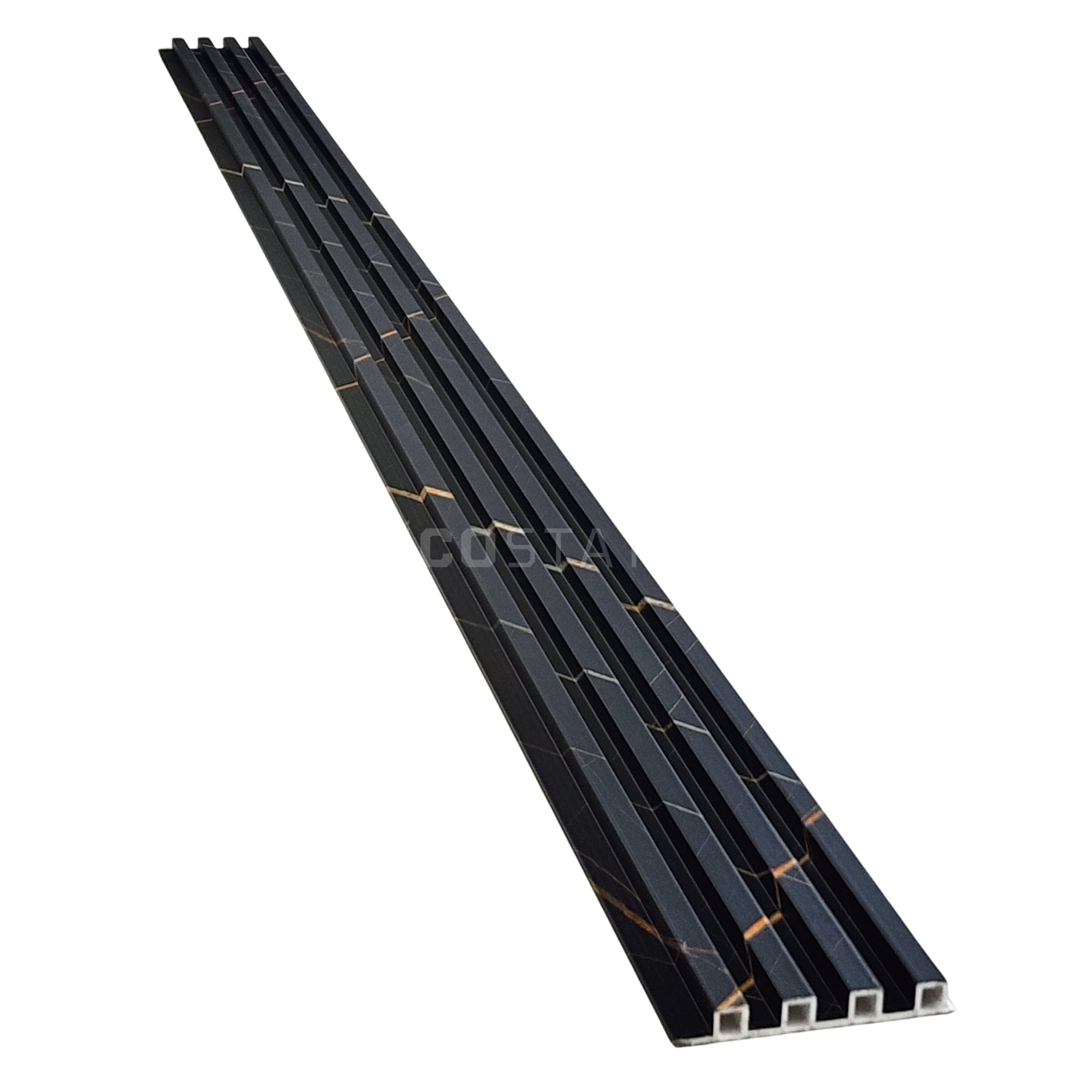 Black Marble-Effect WPC Fluted Panel