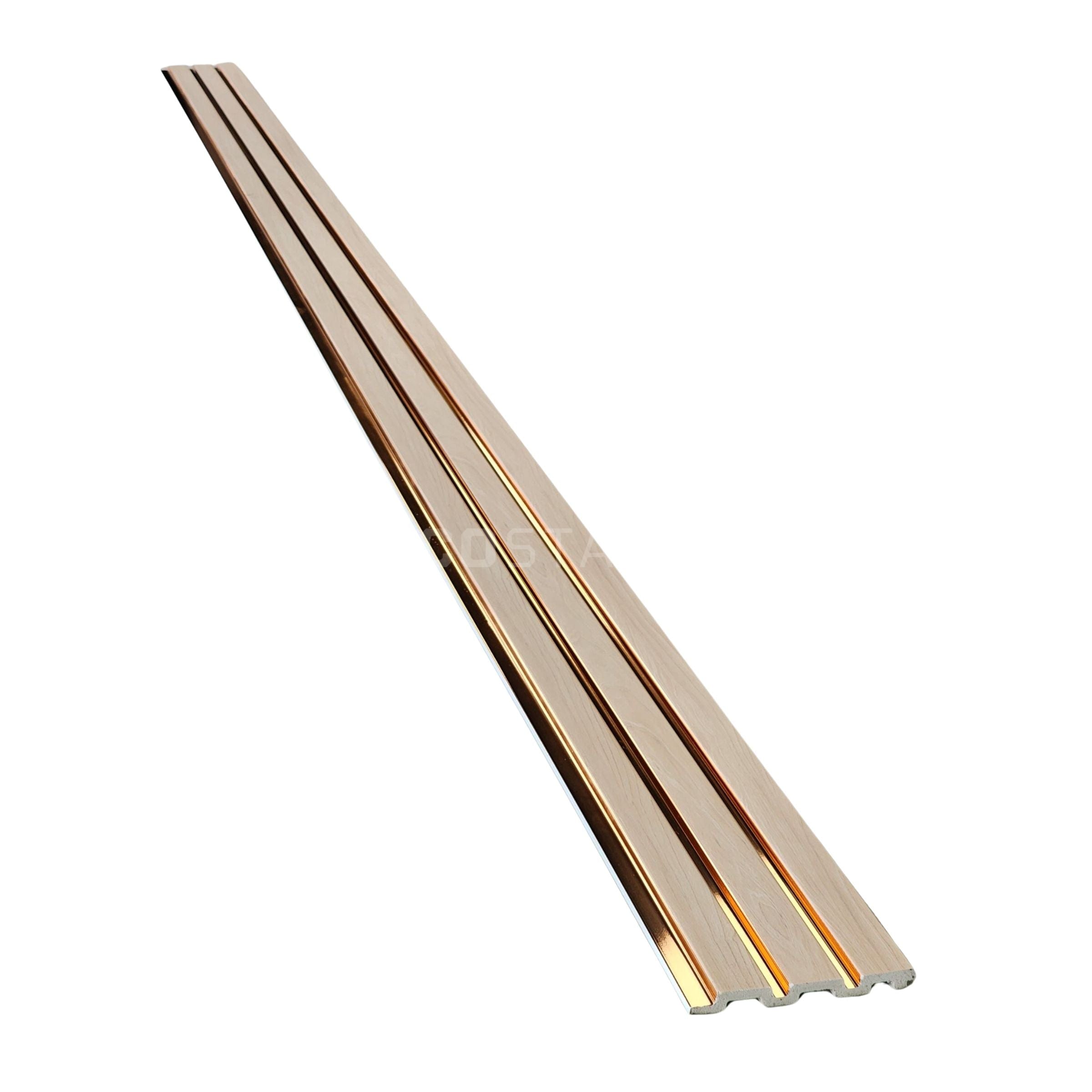 Lux Rose-Gold-Accent WPC Fluted Panel