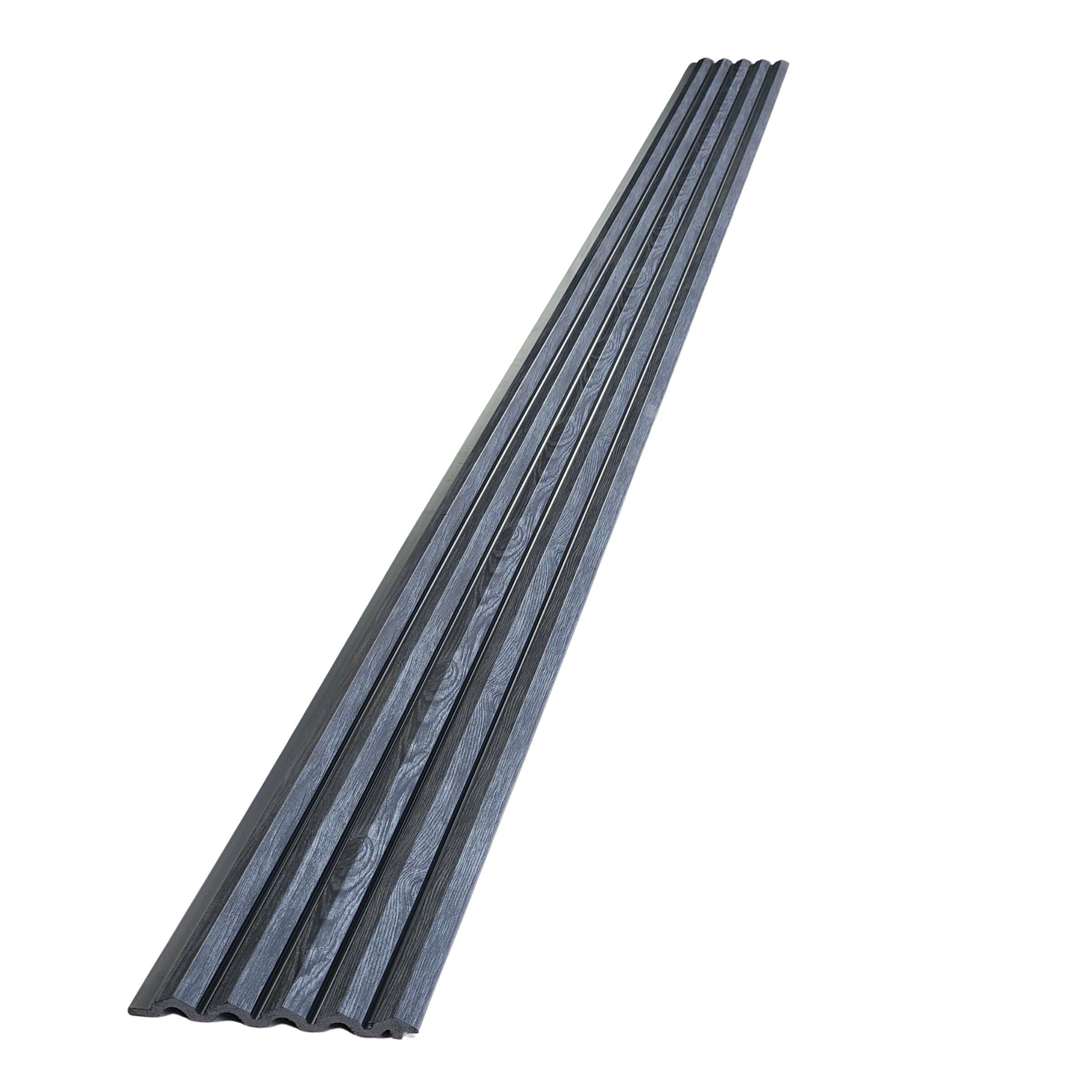 Textured Charcoal Grey Fluted Panel with Black Trims
