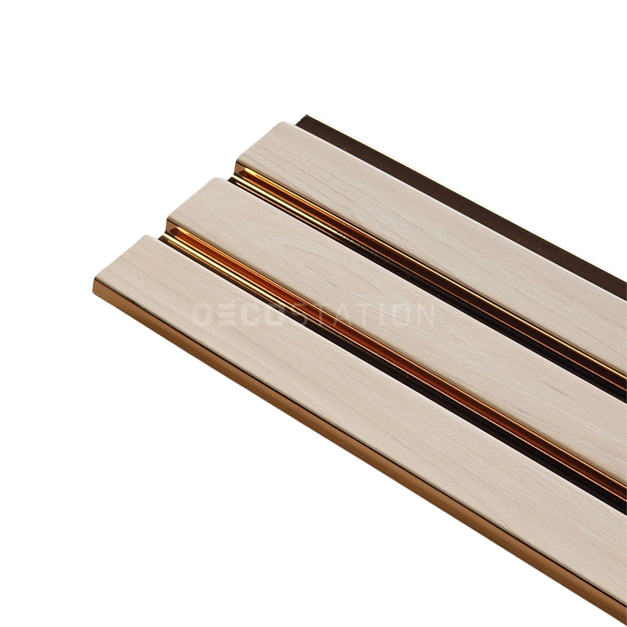 Lux Rose-Gold-Accent WPC Fluted Panel