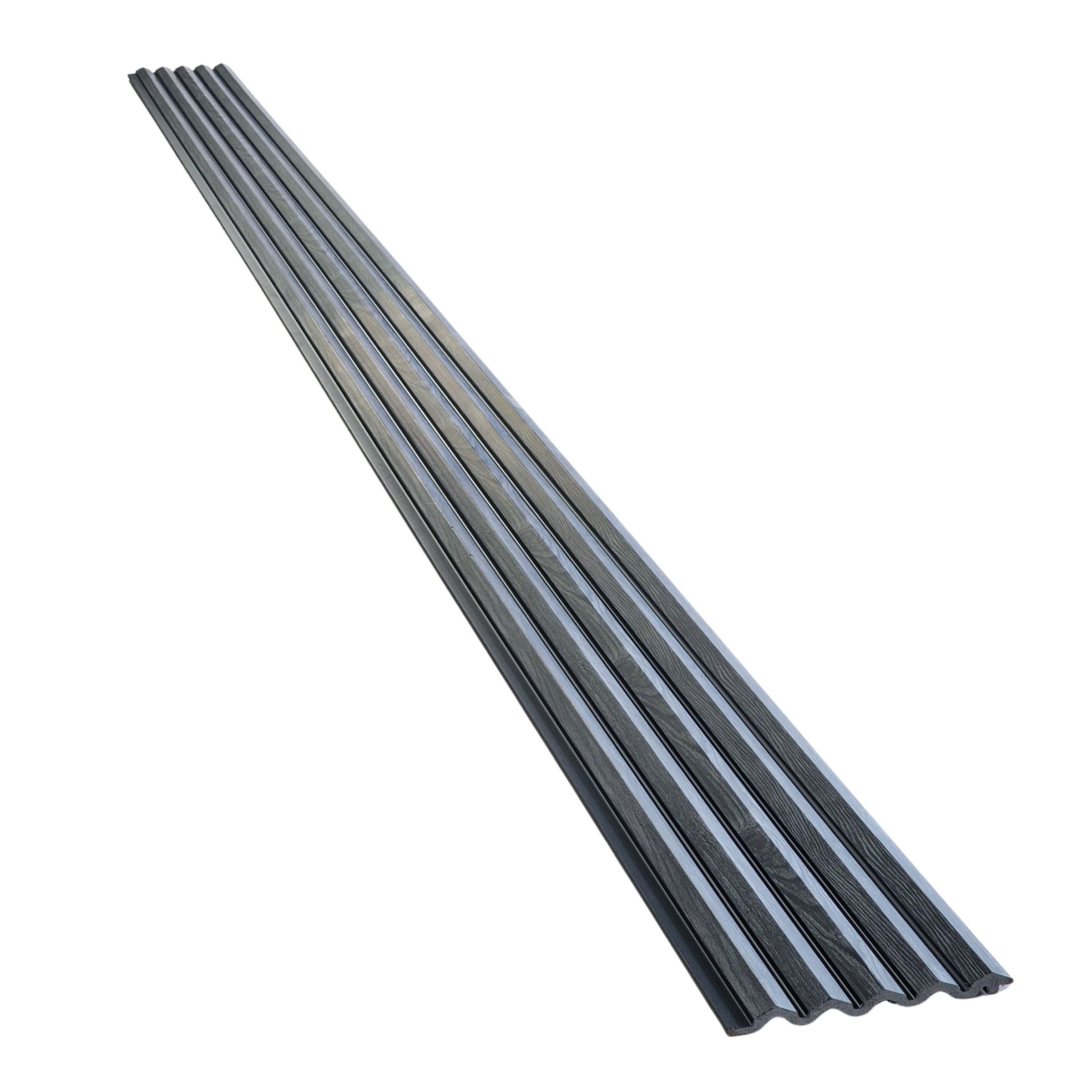 Textured Charcoal Grey Fluted Panel with Black Trims