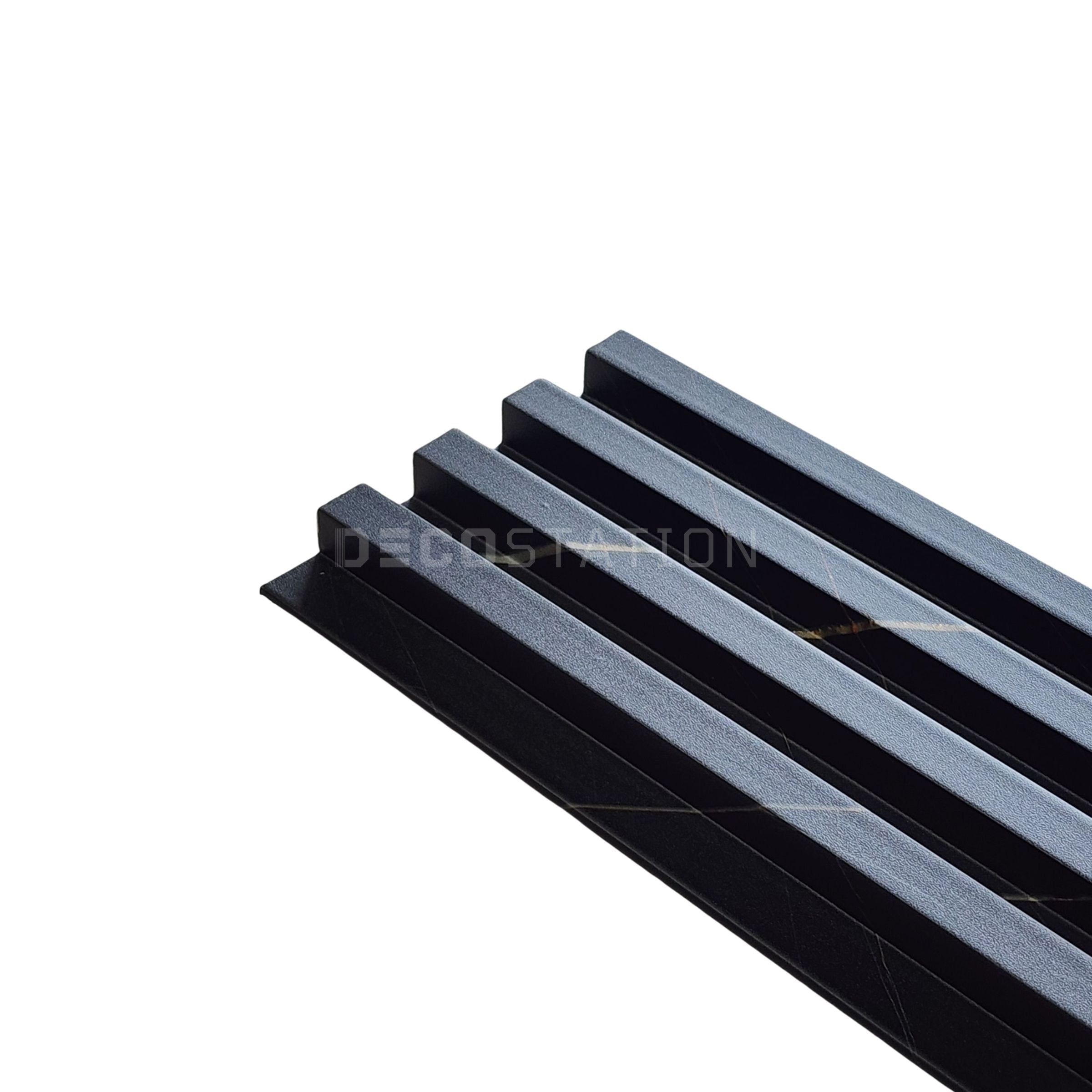 Black Marble-Effect WPC Fluted Panel