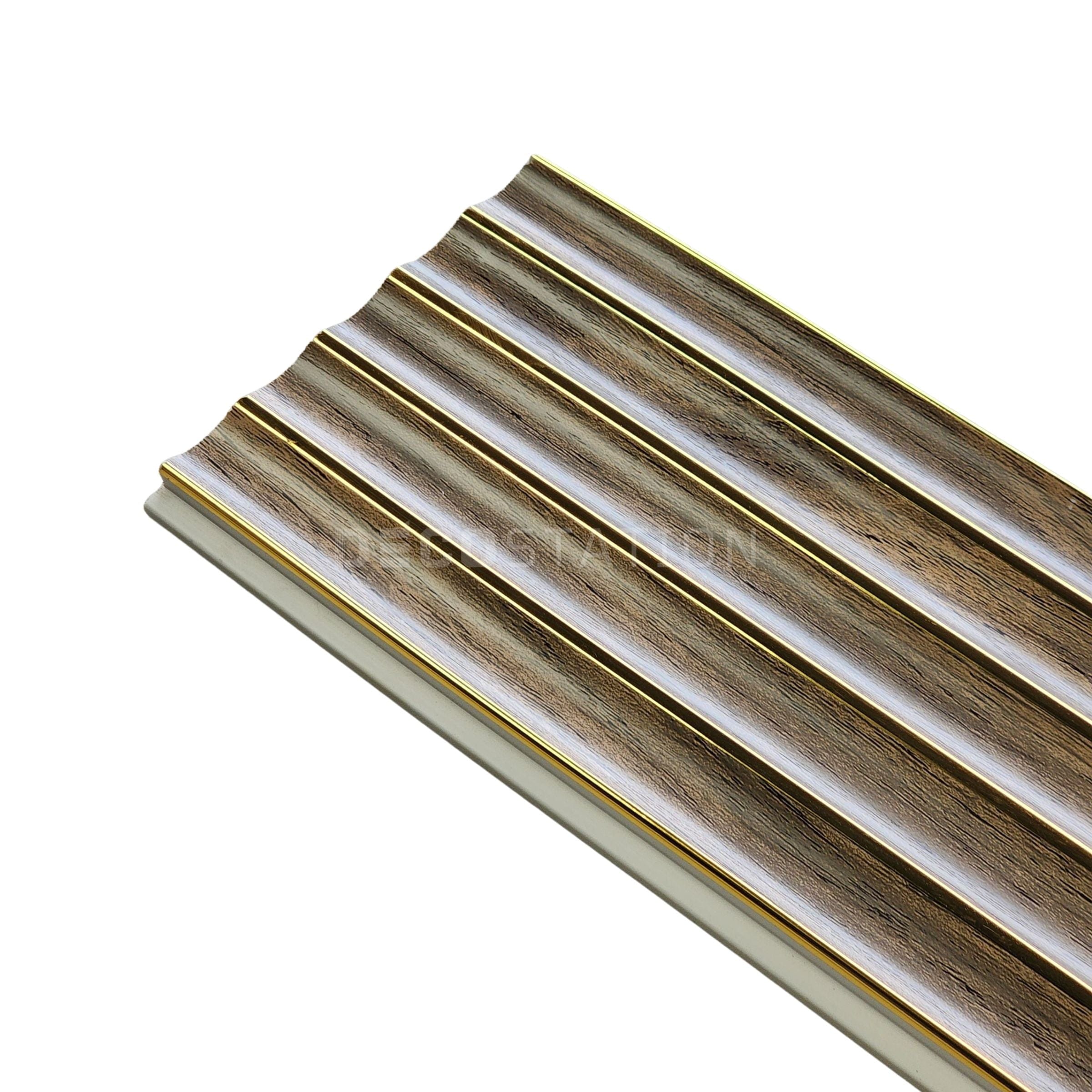 Gold-Lined Walnut PU Wall Panel