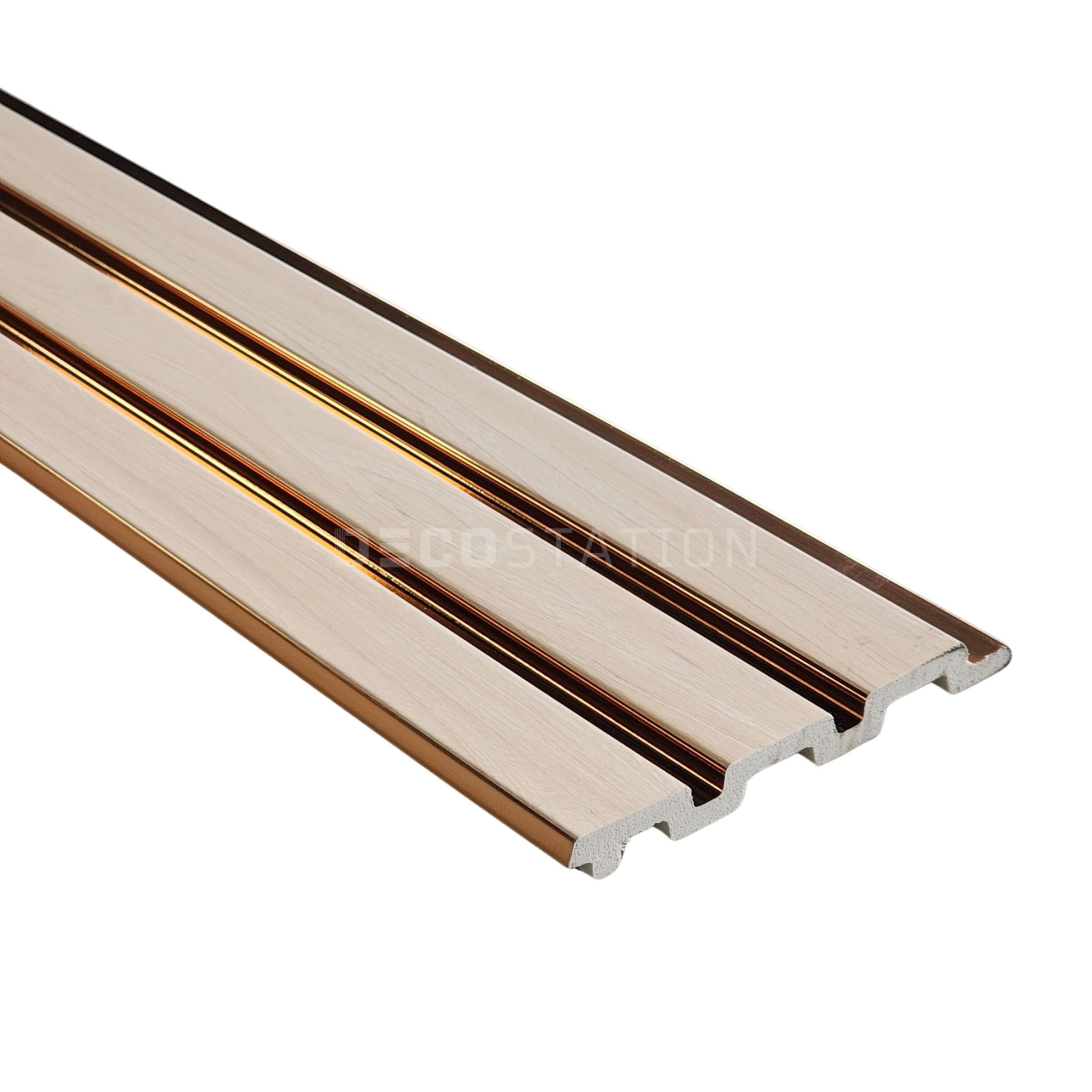 Lux Rose-Gold-Accent WPC Fluted Panel