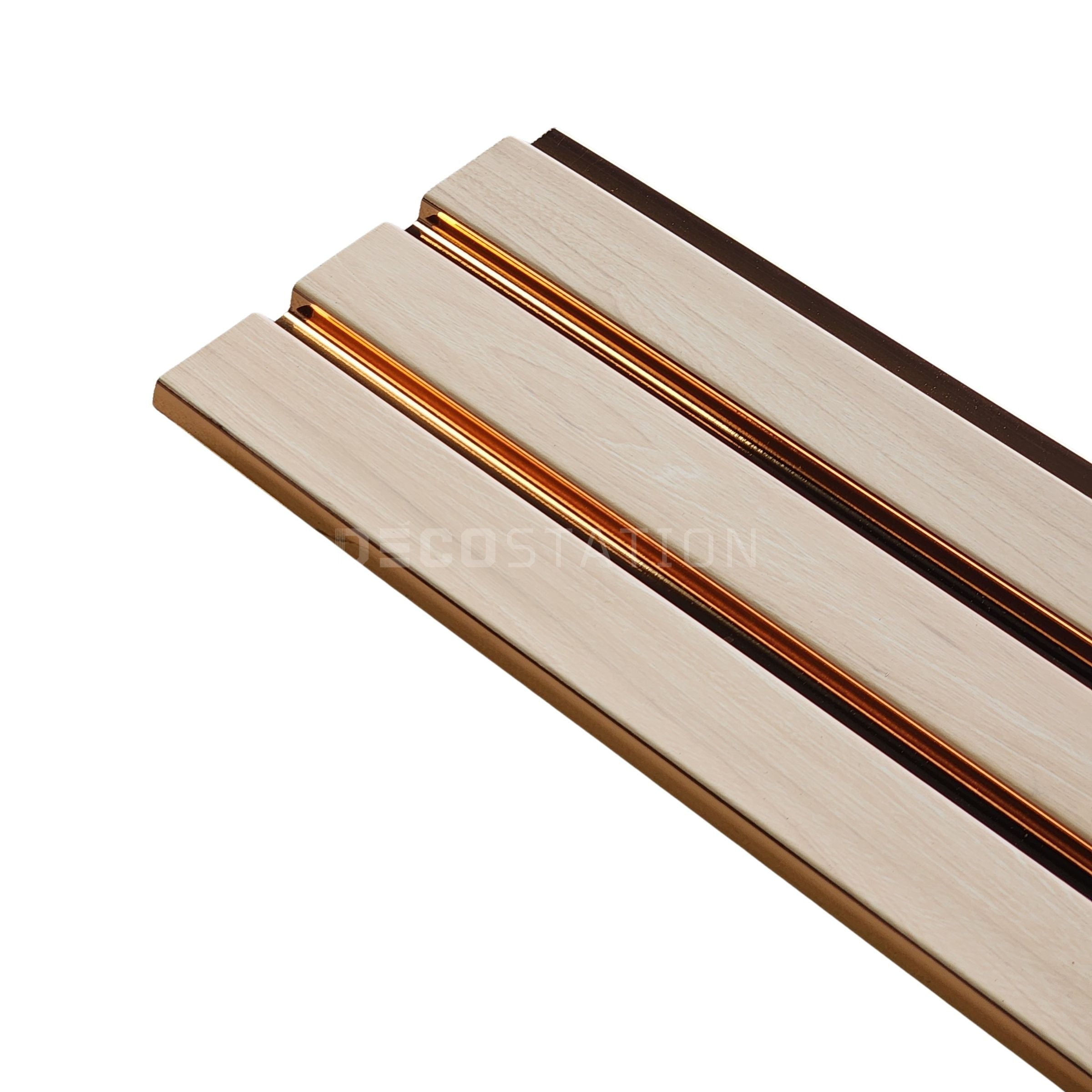 Lux Rose-Gold-Accent WPC Fluted Panel