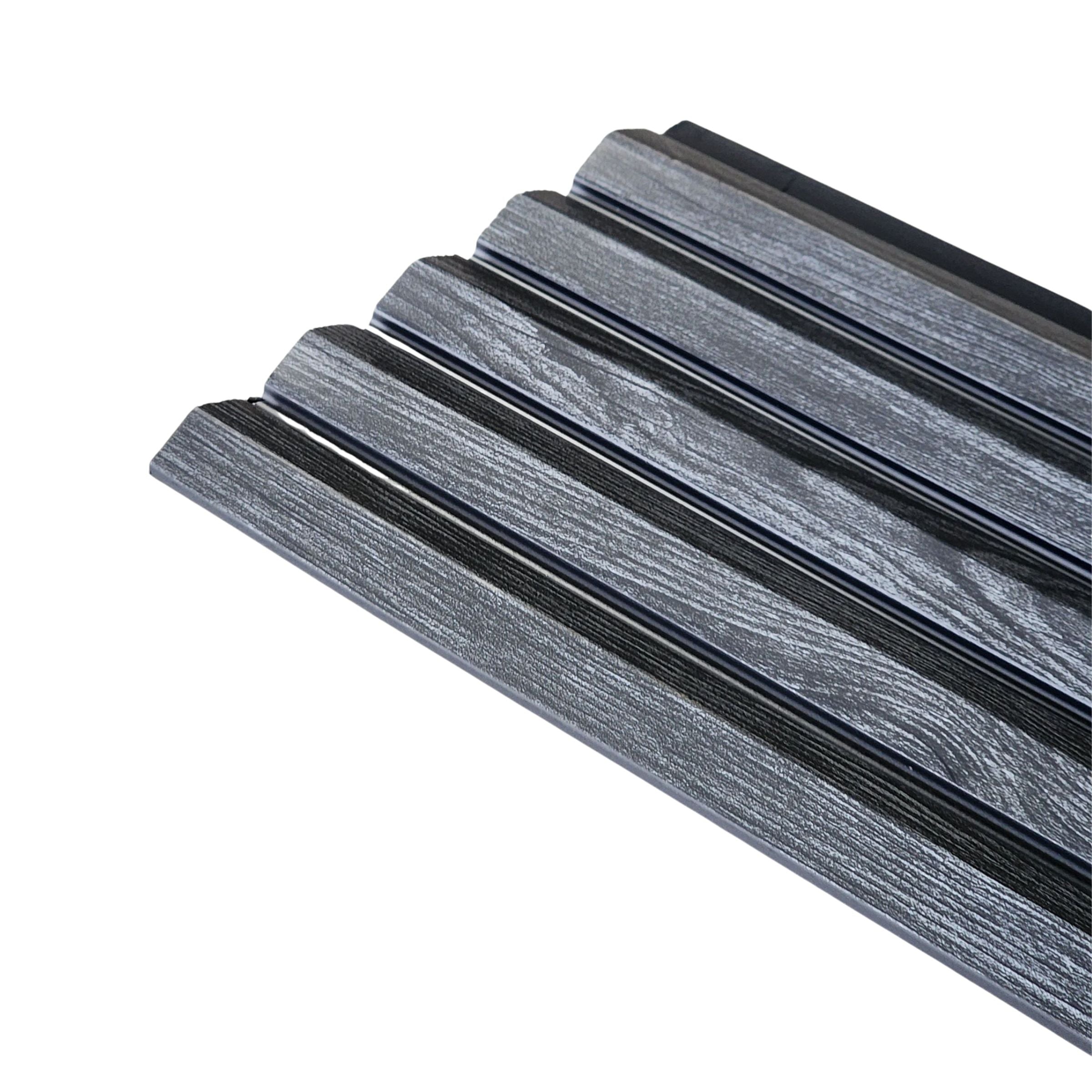 Textured Charcoal Grey Fluted Panel with Black Trims