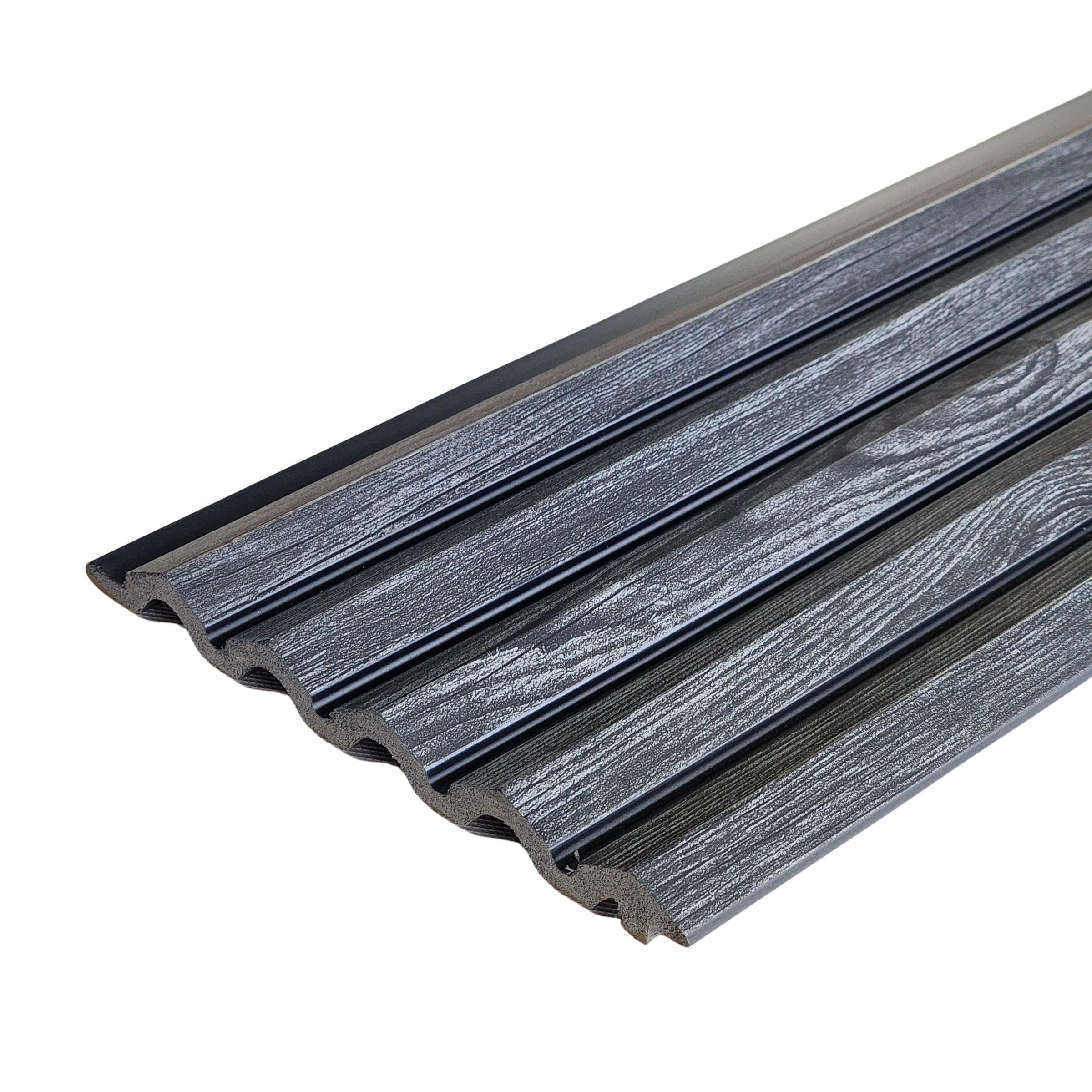 Textured Charcoal Grey Fluted Panel with Black Trims