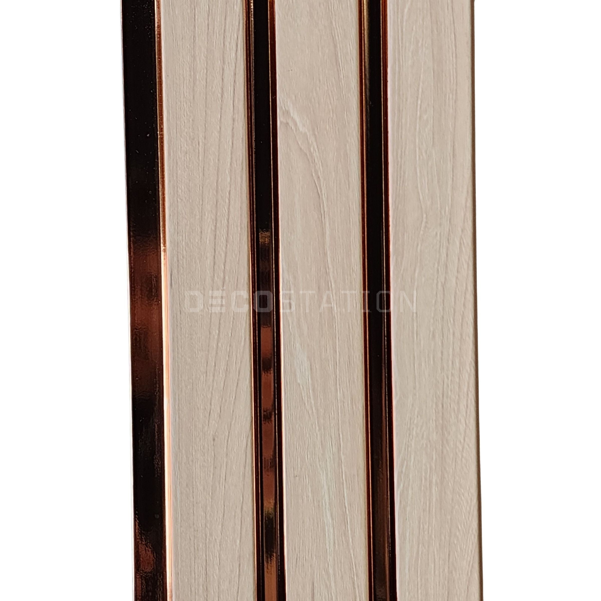 Lux Rose-Gold-Accent WPC Fluted Panel