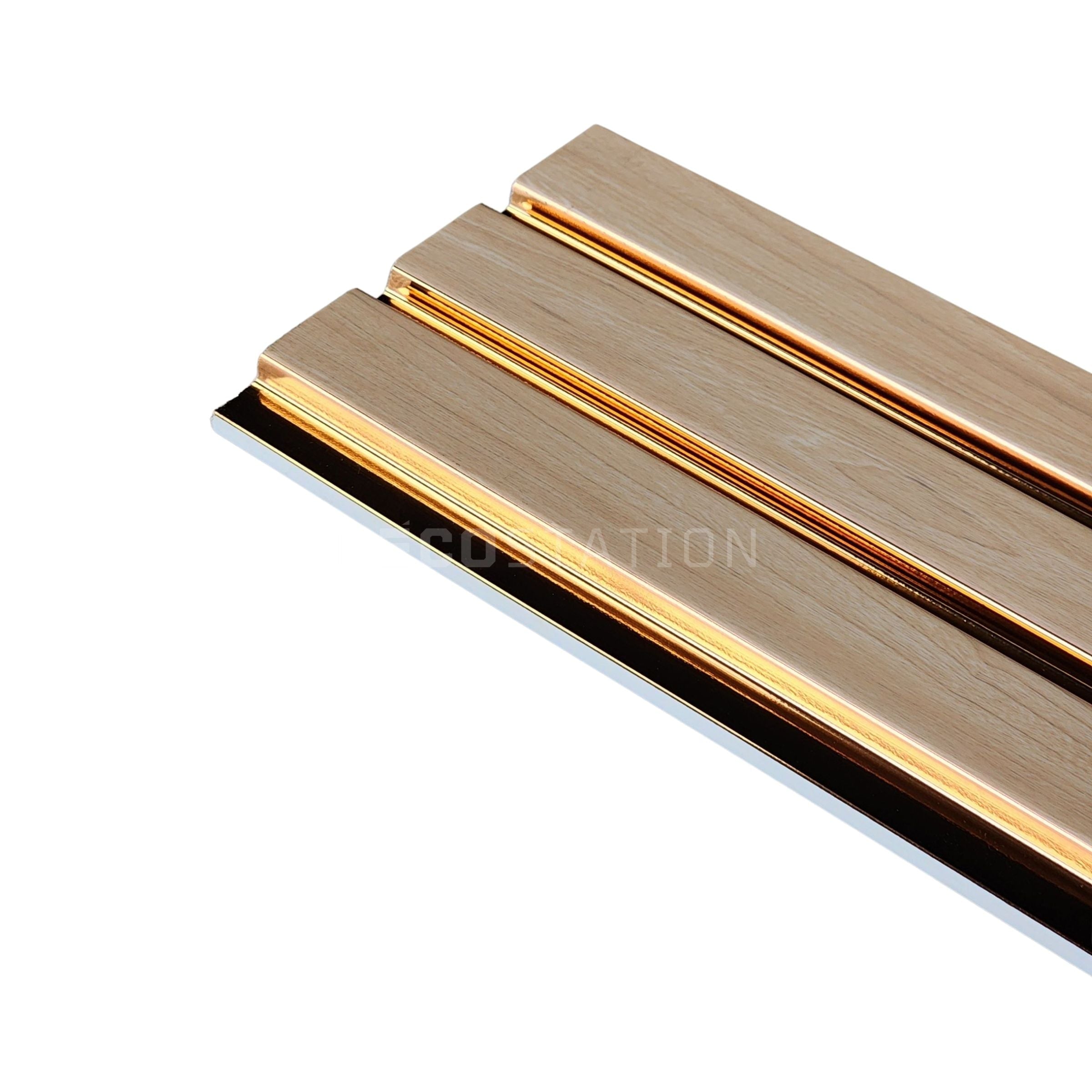 Lux Rose-Gold-Accent WPC Fluted Panel