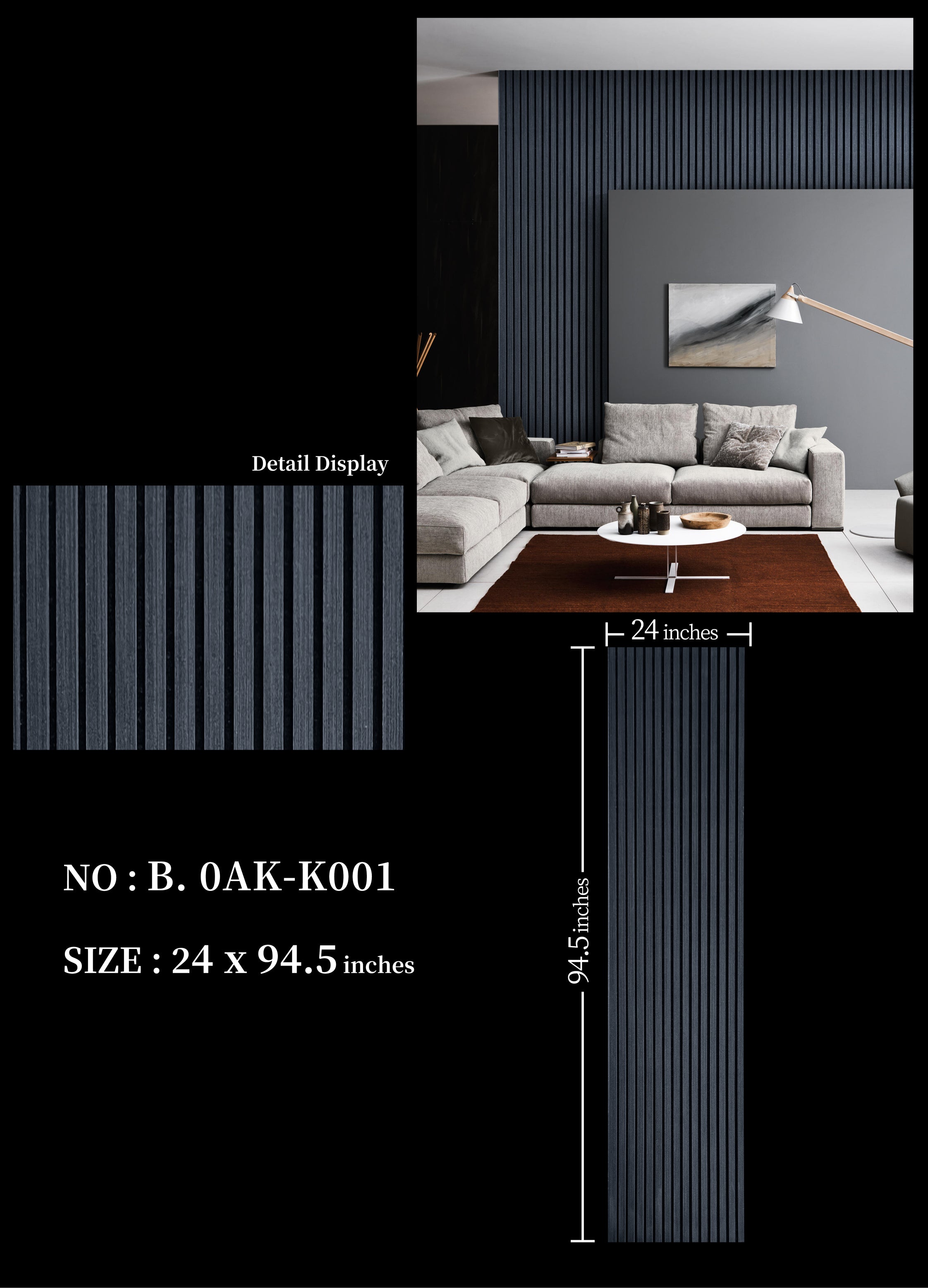 Midnight Oak EchoSlat™ Acoustic Wall Panel B.0AK-K001