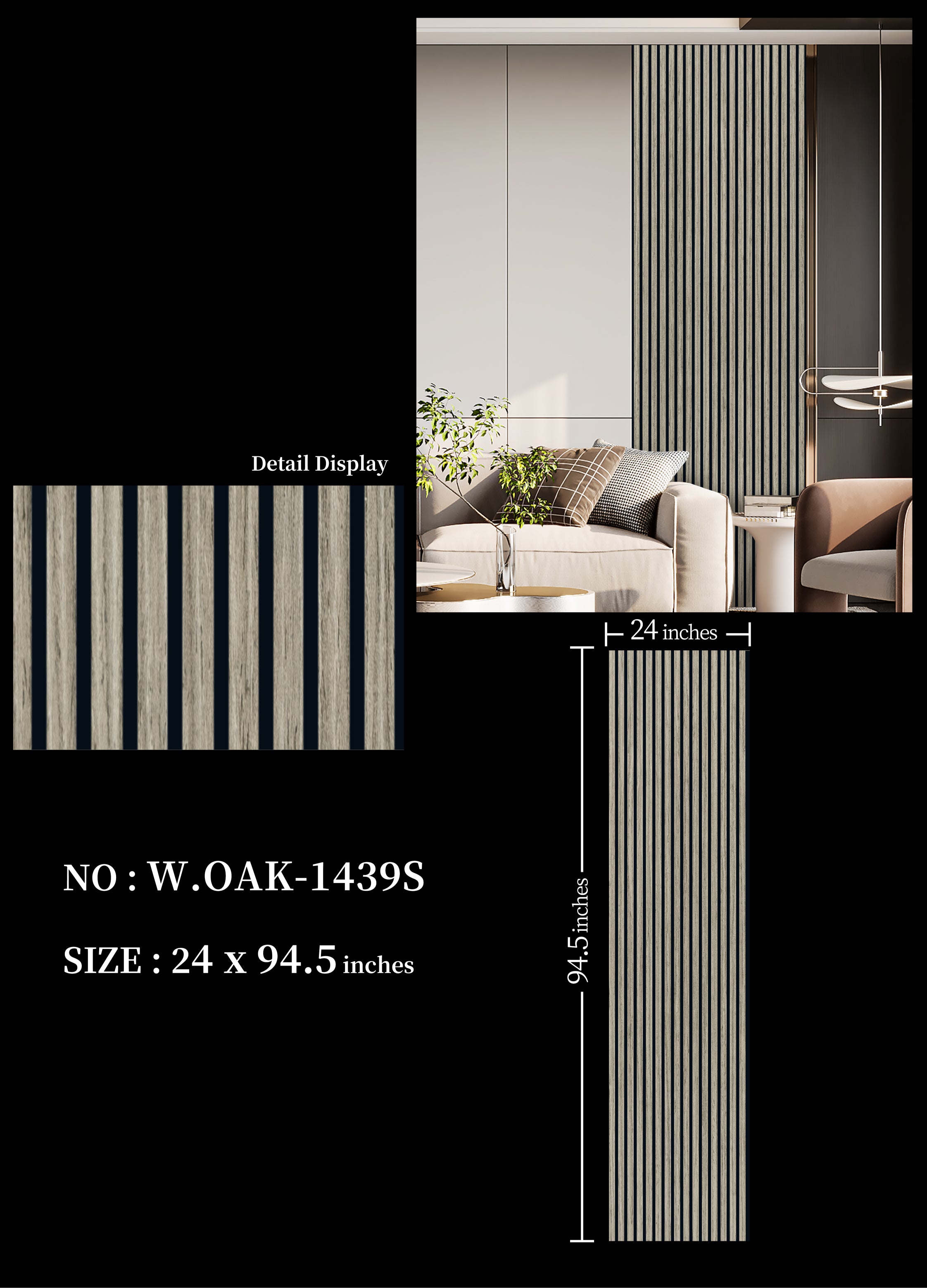 Coastal Oak EchoSlat™ Acoustic Wall Panel W.OAK-1439S